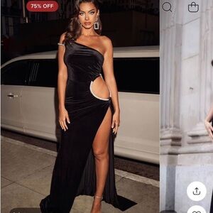Fashion Nova Black One-Shoulder Cut-Out Dress
